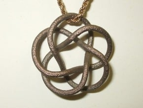 Tubular Torus Knot Pendant in Polished Bronzed Silver Steel