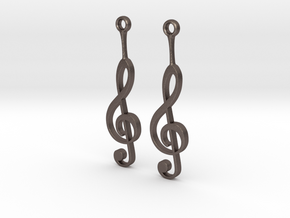 Musical Staff Earings in Polished Bronzed Silver Steel