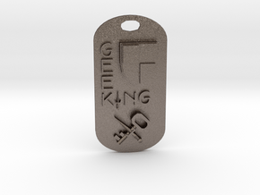 Geek King Keychain in Polished Bronzed Silver Steel