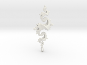 Dragon Pendant 5cm in White Natural Versatile Plastic