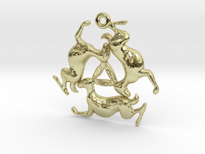 Three Hares Pendant in 18k Gold Plated Brass