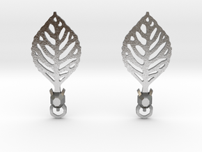 Turtle Leaf Earrings in Natural Silver