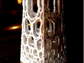 Miniature fractal building in Tan Fine Detail Plastic
