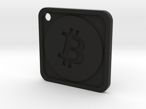 Keychain with Bitcoin Logo in Black Natural Versatile Plastic