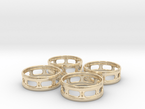 Windowed Napkin Rings (4) in 14k Gold Plated Brass
