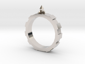 Gem-gear Ring in Rhodium Plated Brass