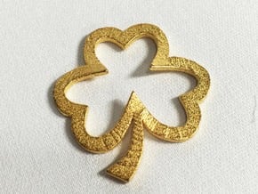 Open Heart Shamrock Pendant in Polished Gold Steel