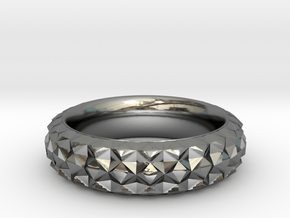 Facet Ring  in Fine Detail Polished Silver