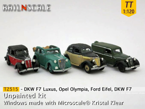 German 1930s cars (SET B) TT 1:120 in Tan Fine Detail Plastic