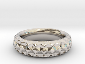 Facet Ring  in Rhodium Plated Brass