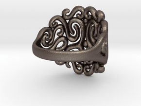 Arabesque Ring in Polished Bronzed Silver Steel