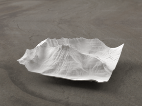 4'' Mt. Wilbur Terrain Model, Montana, USA in White Natural Versatile Plastic