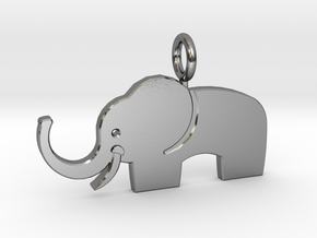 Elephant pendant in Polished Silver
