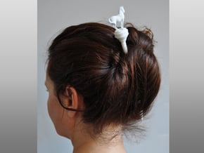 Hairstick with Horse (large size) in White Natural Versatile Plastic