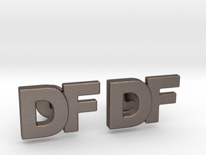 Monogram Cufflinks DF in Polished Bronzed Silver Steel
