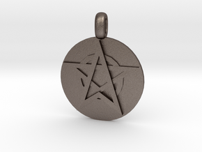 WITCH TALISMAN Amulet Jewelry symbol in Polished Bronzed Silver Steel