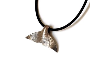Whale Tail pendant in Polished Bronzed Silver Steel