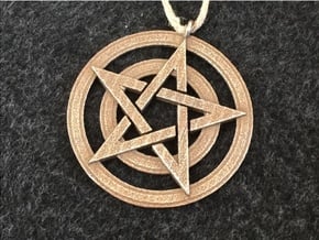 Pentacle Pendant - Circles in Polished Bronzed Silver Steel