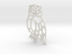 Owl Pendant in White Natural Versatile Plastic