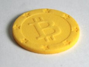 Bitcoin real coin in Yellow Processed Versatile Plastic