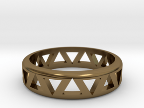 Slender Triangle Pattern Ring in Polished Bronze: 7 / 54