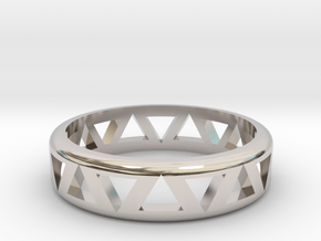 Slender Triangle Pattern Ring in Rhodium Plated Brass: 7 / 54