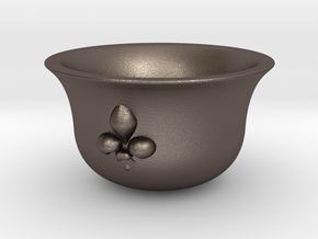 Sake cup fleur-de-lis  in Polished Bronzed Silver Steel