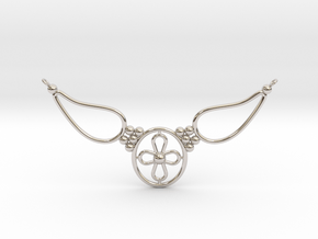 pendant with flower in Rhodium Plated Brass