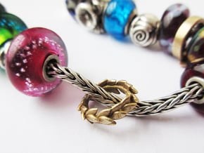 Laurel crown charm, Trollbeads compatible in Natural Brass