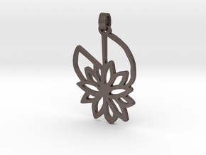 Waterlily Pendant in Polished Bronzed Silver Steel