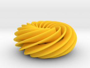 Spiral Torus No2 in Yellow Processed Versatile Plastic