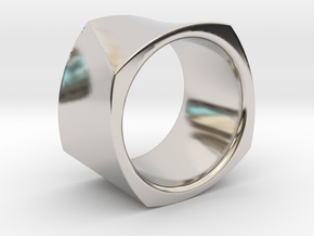 Motion Cube Ring Size 10/T in Rhodium Plated Brass