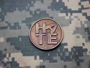 The Hate Project: HATE LOGO COIN in Polished Bronze Steel