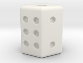 D6 Dice in White Natural Versatile Plastic