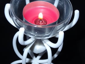 Heart in a cage tea light holder in White Natural Versatile Plastic