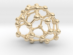 0087 Fullerene c38-6 c2  in 14k Gold Plated Brass