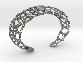 Cuff Design - Voronoi Mesh with Large Cells in Natural Silver