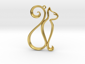 The Cat Pendant in Polished Brass