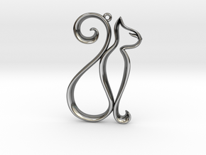 The Cat Pendant in Fine Detail Polished Silver