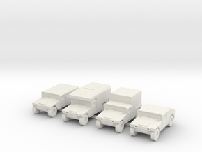 1/144 12mm scale Humvee HMMWV Hummer 4 types in White Natural Versatile Plastic