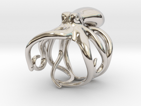 Octopus Ring 19mm in Rhodium Plated Brass