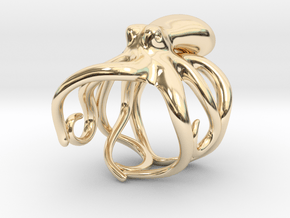 Octopus Ring 19mm in 14k Gold Plated Brass