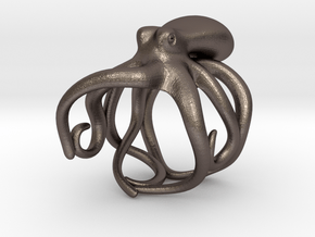 Octopus Ring 19mm in Polished Bronzed Silver Steel