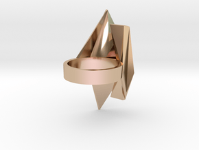 Spaceship Ring v2 size 8 in 14k Rose Gold Plated Brass