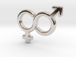 Gender Equality Pendant in Rhodium Plated Brass