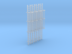 'HO Scale' - (4) 20' Caged Ladder in Smooth Fine Detail Plastic