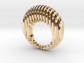 Waffle Ring 17mm in 14k Gold Plated Brass