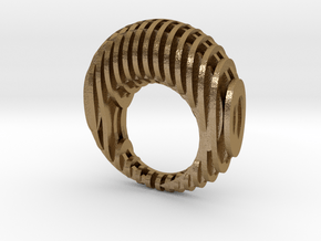 Waffle Ring 17mm in Polished Gold Steel