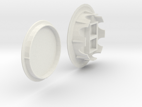 Recessed Dual Keystone Jacks In 60mm Desk Grommet in White Natural Versatile Plastic