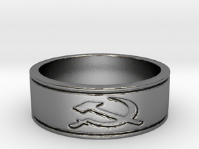 russian Hammer & Sickle  Ring Size 8.25 in Polished Silver
